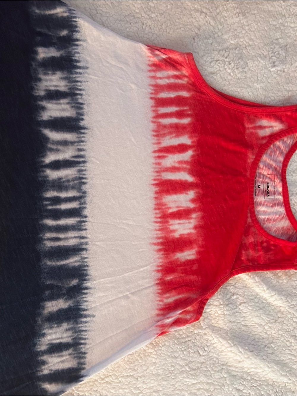 Sonoma Red, White & Navy Tie-Dye Racerback Tank Top